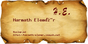 Harmath Elemér névjegykártya